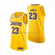 Camiseta Los Angeles Lakers LeBron James NO 23 Icon Autentico Amarillo