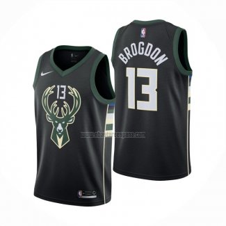 Camiseta Milwaukee Bucks Malcolm Brogdon NO 13 Statement Negro