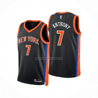 Camiseta New York Knicks Carmelo Anthony NO 7 Ciudad 2022-23 Negro