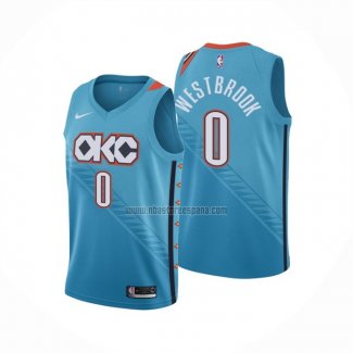 Camiseta Oklahoma City Thunder Russell Westbrook NO 0 Ciudad 2018-19 Azul