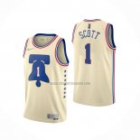 Camiseta Philadelphia 76ers Mike Scott NO 1 Earned 2020-21 Crema