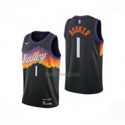 Camiseta Phoenix Suns Devin Booker NO 1 Ciudad 2020-21 Negro