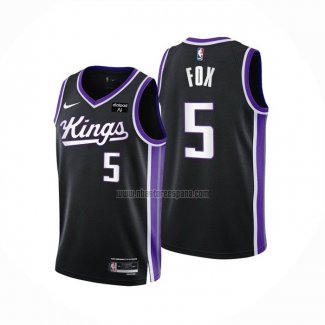 Camiseta Sacramento Kings De'Aaron Fox NO 5 Icon 2023-24 Negro