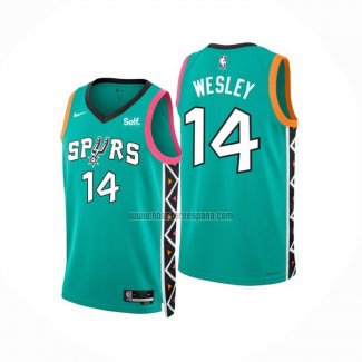 Camiseta San Antonio Spurs Blake Wesley NO 14 Ciudad 2022-23 Verde