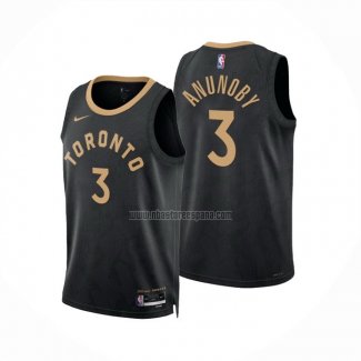 Camiseta Toronto Raptors OG Anunoby NO 3 Ciudad 2022-23 Negro