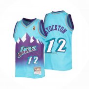 Camiseta Utah Jazz John Stockton NO 12 Mitchell & Ness 1996-97 Azul