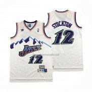 Camiseta Utah Jazz John Stockton NO 12 Retro Blanco