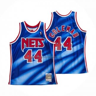 Camiseta Brooklyn Nets Derrick Coleman NO 44 Hardwood Classics Throwback Azul