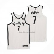 Camiseta Brooklyn Nets Kevin Durant NO 7 Association Autentico Blanco