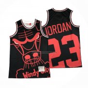 Camiseta Chicago Bulls Michael Jordan NO 23 Mitchell & Ness Big Face Negro