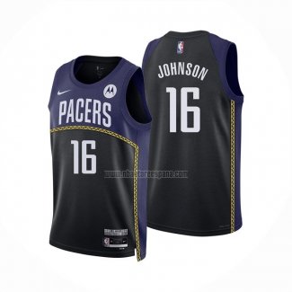 Camiseta Indiana Pacers James Johnson NO 16 Ciudad 2022-23 Azul