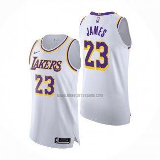 Camiseta Los Angeles Lakers LeBron James NO 23 Association Autentico Blanco