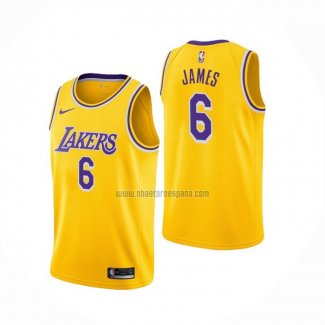 Camiseta Los Angeles Lakers LeBron James NO 6 Icon 2021-22 Amarillo