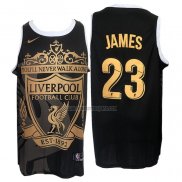 Camiseta Los Angeles Lakers Lebron James NO 23 Liverpool Negro