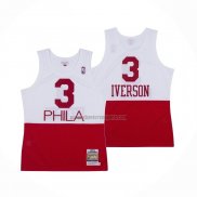 Camiseta Philadelphia 76ers Allen Iverson NO 3 Retro Blanco Rojo