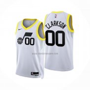 Camiseta Utah Jazz Jordan Clarkson NO 00 Association 2022-23 Blanco