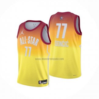 Camiseta All Star 2023 Dallas Mavericks Luka Doncic NO 77 Naranja