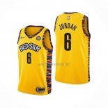 Camiseta Brooklyn Nets Deandre Jordan NO 6 Ciudad 2020-21 Amarillo