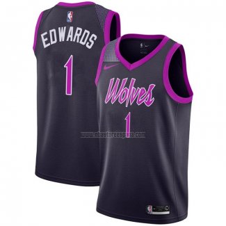 Camiseta Minnesota Timberwolves Anthony Edwards NO 1 Ciudad 2018-19 Violeta