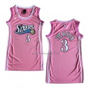 Camiseta Mujer Philadelphia 76ers Allen Iverson NO 3 Rosa