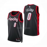 Camiseta Portland Trail Blazers Damian Lillard NO 0 Ciudad 2021-22 Negro