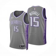 Camiseta Sacramento Kings Davion Mitchell NO 15 Ciudad 2022-23 Gris