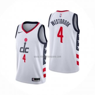 Camiseta Washington Wizards Russell Westbrook NO 4 Ciudad 2020-21 Blanco