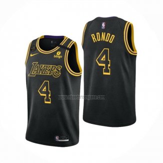 Camiseta Los Angeles Lakers Rajon Rondo NO 4 Mamba 2021-22 Negro