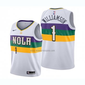 Camiseta Nino New Orleans Pelicans Zion Williamson NO 1 Ciudad 2019-20 Blanco