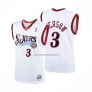 Camiseta Philadelphia 76ers Allen Iverson NO 3 Mitchell & Ness 2000 Blanco