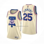 Camiseta Philadelphia 76ers Ben Simmons NO 25 Earned 2020-21 Crema