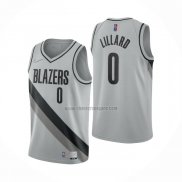 Camiseta Portland Trail Blazers Damian Lillard NO 0 Earned 2020-21 Gris