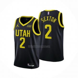 Camiseta Utah Jazz Collin Sexton NO 2 Statement 2022-23 Negro