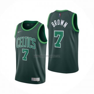 Camiseta Boston Celtics Jaylen Brown NO 7 Earned 2020-21 Verde