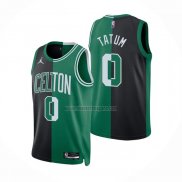 Camiseta Boston Celtics Jayson Tatum NO 0 Split Negro Verde