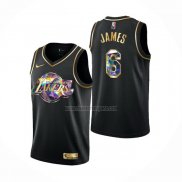 Camiseta Golden Edition Los Angeles Lakers Lebron James NO 6 2021-22 Negro