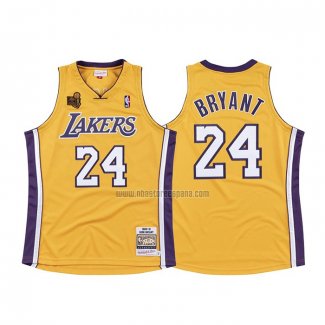 Camiseta Los Angeles Lakers Kobe Bryant NO 24 Hardwood Classics Amarillo