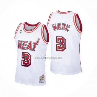 Camiseta Miami Heat Dwyane Wade NO 3 Hardwood Classics Blanco