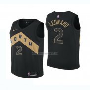 Camiseta Nino Toronto Raptors Kawhi Leonard NO 2 Ciudad 2018 Negro