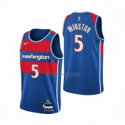 Camiseta Washington Wizards Cassius Winston NO 5 Ciudad 2021-22 Azul