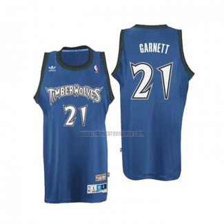 Camiseta Minnesota Timberwolves Kevin Garnett NO 21 Retro Azul