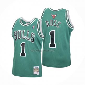 Camiseta Chicago Bulls Derrick Rose NO 1 Mitchell & Ness 2008-09 Verde