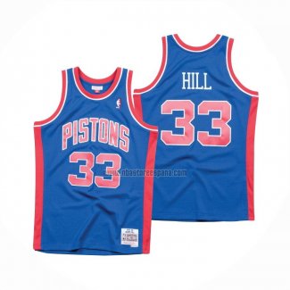 Camiseta Detroit Pistons Grant Hill NO 33 Hardwood Classics Throwback Azul