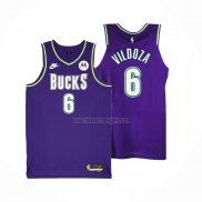 Camiseta Milwaukee Bucks Luca Vildoza NO 6 Classic 2022-23 Violeta