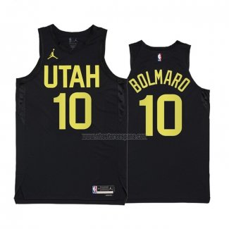 Camiseta Utah Jazz Leandro Bolmaro NO 10 Statement 2022-23 Negro