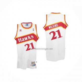 Camiseta Atlanta Hawks Dominique Wilkins NO 21 Retro Blanco