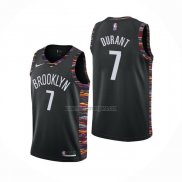 Camiseta Brooklyn Nets Kevin Durant NO 7 Ciudad 2019-20 Negro