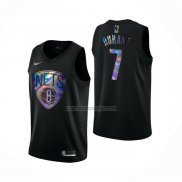 Camiseta Brooklyn Nets Kevin Durant NO 7 Iridescent Logo Negro