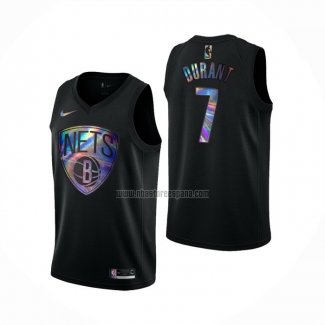 Camiseta Brooklyn Nets Kevin Durant NO 7 Iridescent Logo Negro