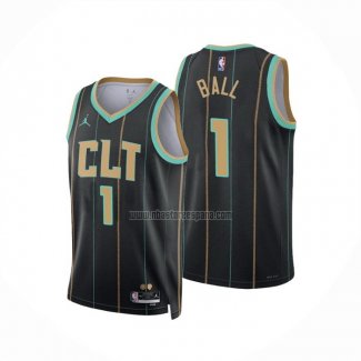 Camiseta Charlotte Hornets LaMelo Ball NO 1 Ciudad 2022-23 Negro